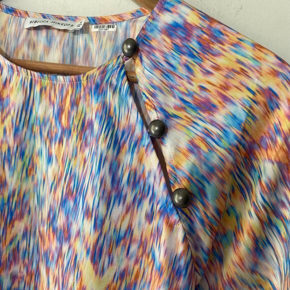 Rebecca Minkoff Lima Mini Dress SZ 10‎ Multicolor Retro Mod Long Sleeve Occasion - Picture 5 of 9